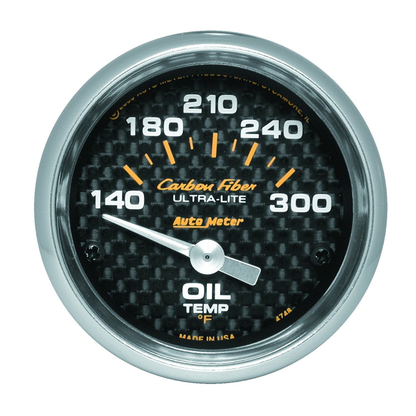 AutoMeter - 2-1/16" OIL TEMPERATURE, 140-300 °F, AIR-CORE, CARBON FIBER (4748)