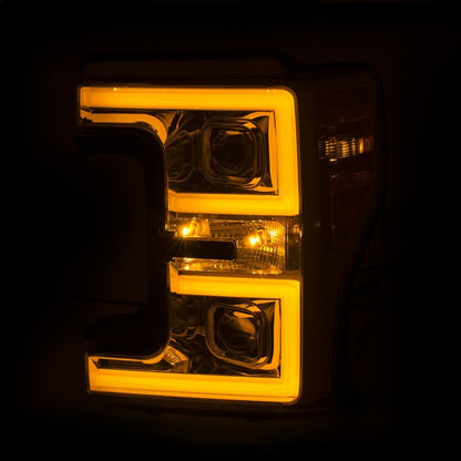 Faróis de LED ANZO 17-18 Ford F-250 Super Duty Plank-Style Farol de LED cromado (par)
