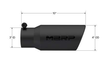 MBRP Punta universal 4 pulg. DE 3 pulg. Entrada 10 pulg. Longitud Extremo enrollado en ángulo Negro