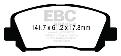 EBC 15+ Chrysler 200 2.4 Greenstuff Front Brake Pads