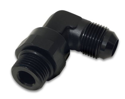 Vibrante -10AN macho alargamento para macho -8 ORB giratório adaptador de 90 graus - preto anodizado