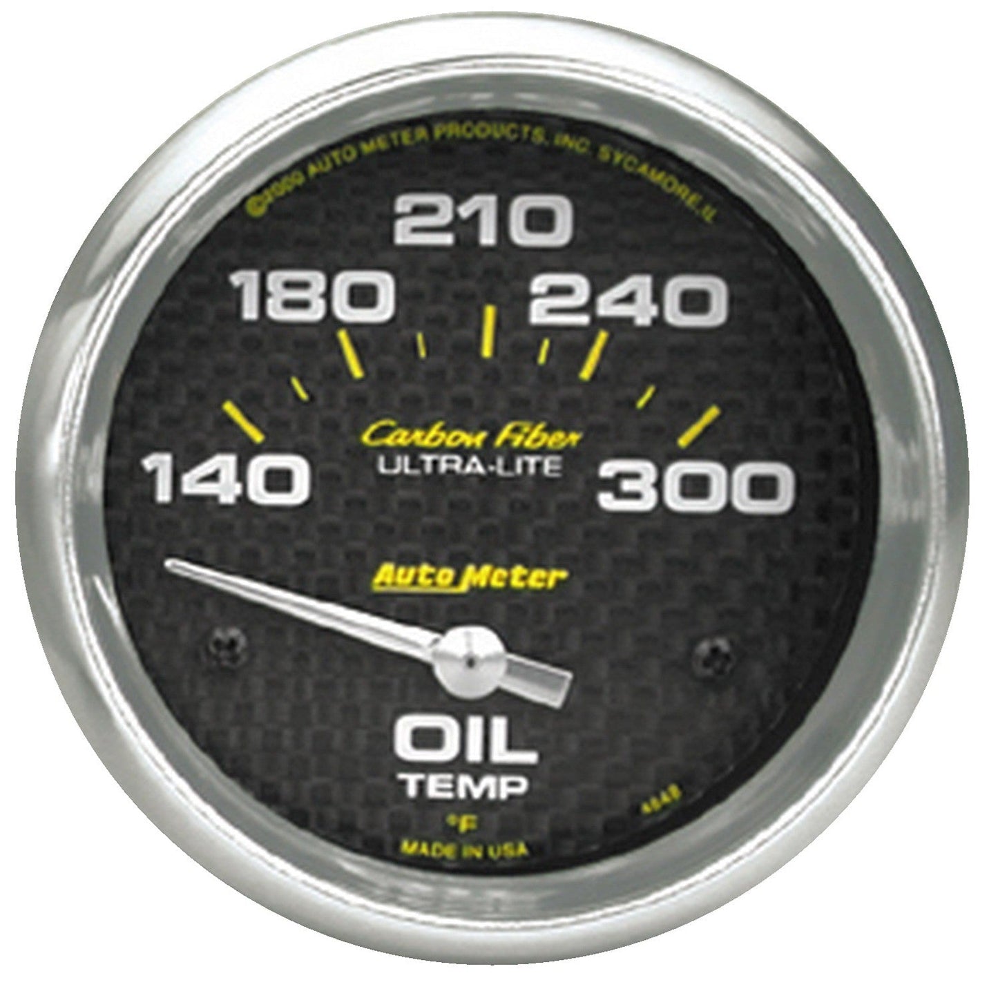 AutoMeter - 2-5/8" OIL TEMPERATURE, 140-300 °F, AIR-CORE, CARBON FIBER (4848)