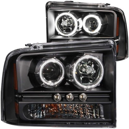 ANZO 2005-2007 Ford Excursion Projector Faróis c/ Halo Black c/ Faixa de LED (CCFL) 1pc