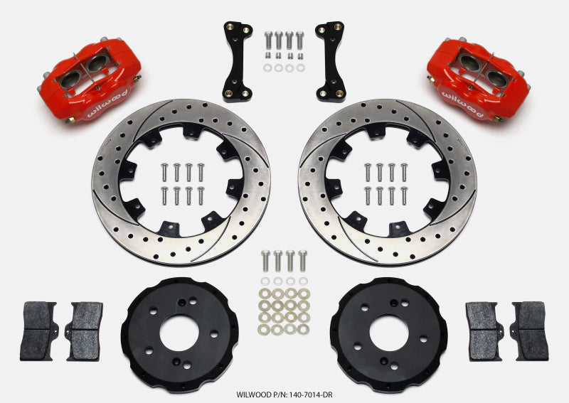 Kit de boné dianteiro Dynalite forjado Wilwood 12,19 pol. Vermelho perfurado 02-06 Acura RSX-5 Lug