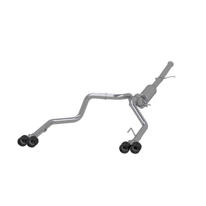 MBRP 19-21 Chevy Silverado 1500 6.2L 2.5in Dual Split Traseiro Cat Back com quatro pontas de fibra de carbono - T304