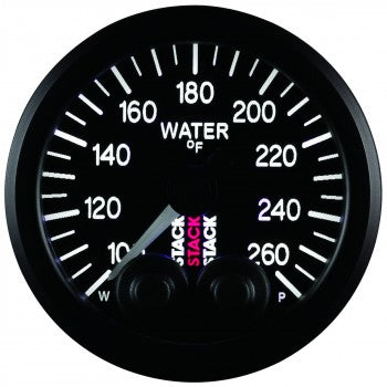 AutoMeter - WATER TEMP, PRO-CONTROL, 52MM, PRETO, 100-260 °F, MOTOR DE PASSO, 1/8" NPTF MACHO (ST3508)