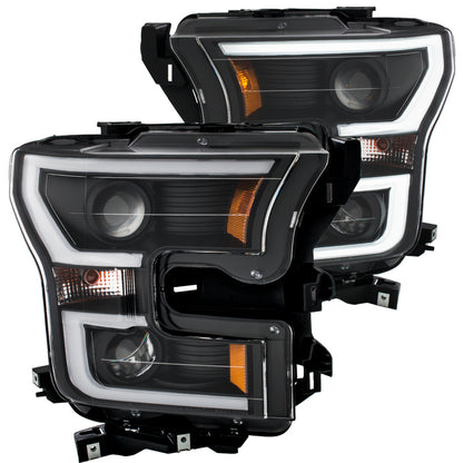 ANZO 2015-2016 Ford F-150 Projetor Faróis c/ Plank Style Design Preto c/ Âmbar