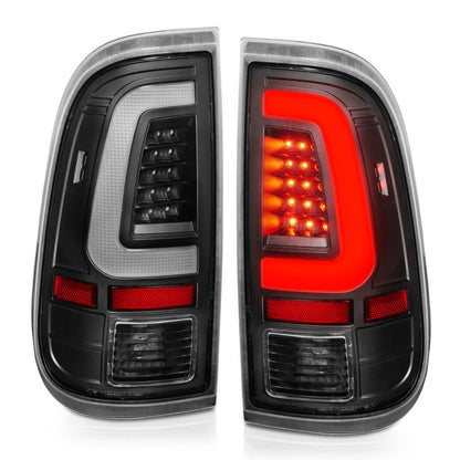 ANZO 2008-2016 Ford F-250 Lanternas traseiras de LED pretas com lentes transparentes (par)