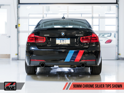AWE Tuning BMW F3X 340i Touring Edition Escape traseiro - Pontas cromadas (90 mm)