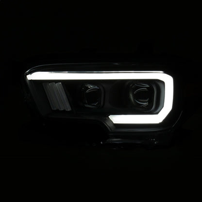 ANZO 2016-2017 Toyota Tacoma Projetor Faróis c/ Plank Style Switchback Preto c/ Âmbar c/ DRL