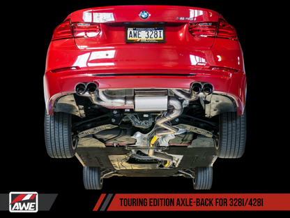AWE Tuning BMW F3X N20/N26 328i/428i Touring Edition Salida cuádruple de escape - Puntas cromadas plateadas de 80 mm