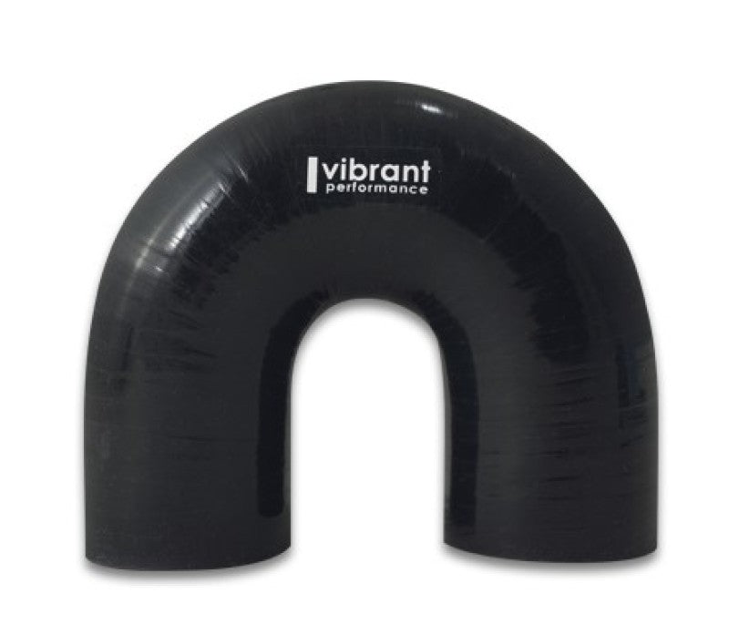 Vibrante conector de codo de silicona reforzada de 4 capas - 3 pulgadas de diámetro interno x 4.25 pulgadas de pierna Codo de 180 grados (NEGRO)