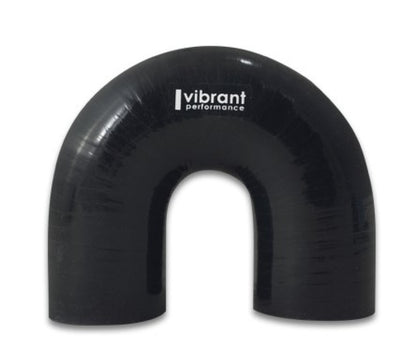 Vibrante conector de codo de silicona reforzada de 4 capas - 3 pulgadas de diámetro interno x 4.25 pulgadas de pierna Codo de 180 grados (NEGRO)