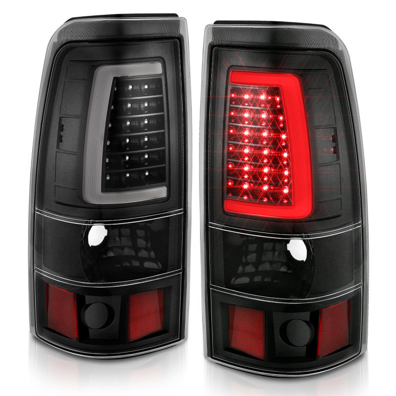 ANZO 2003-2006 Chevy Silverado 1500 Luces traseras LED estilo tablón negro con lente transparente