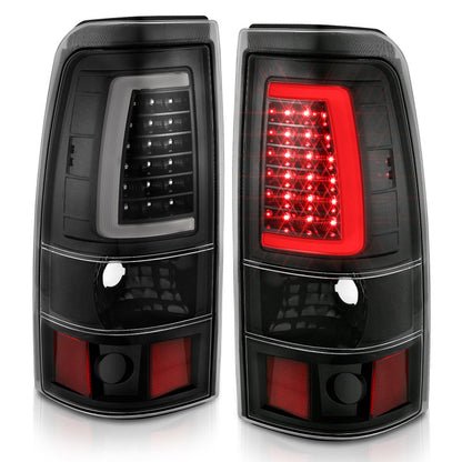 ANZO 2003-2006 Chevy Silverado 1500 Luces traseras LED estilo tablón negro con lente transparente