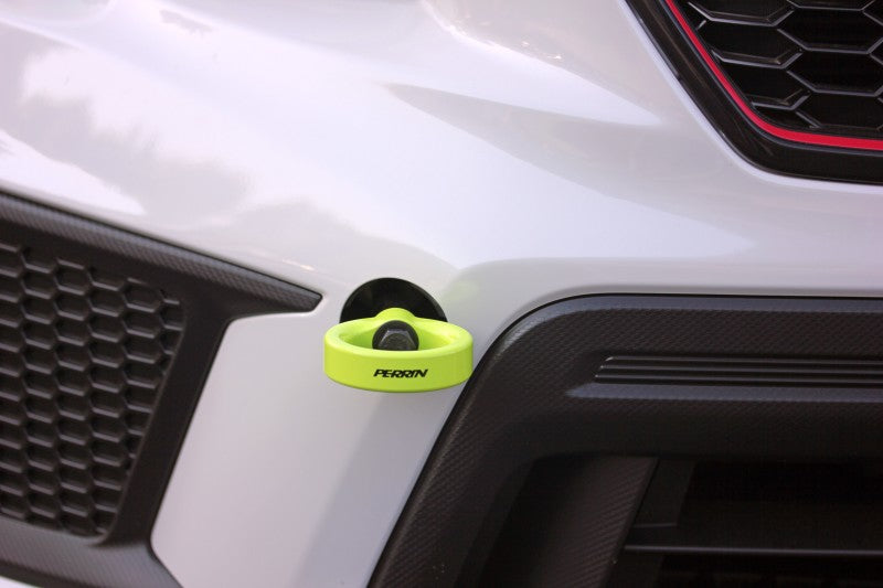 Perrin 18-21 WRX/STI / 13-20 BRZ / 17-20 Toyota 86 Kit de gancho de remolque delantero - amarillo neón