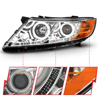 ANZO 2011-2013 Kia Optima Projector Faróis c/ Halo Chrome (CCFL)