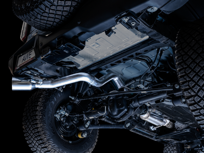 AWE Tuning 2021+ Ford Bronco 0FG Escape de saída traseira simples com ponta cromada e protetor basculante