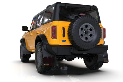 Rally Armor 21-25 Ford Bronco (Plstc Bmpr + RR - NO Rptr/Sprt) Blk Mud Flap w/Cy Orange Logo