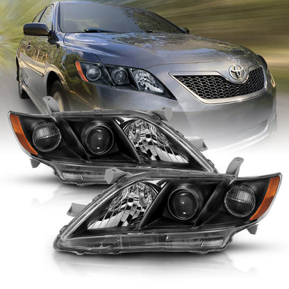 ANZO 2007-2009 Toyota Camry Projetor Farol Preto Âmbar