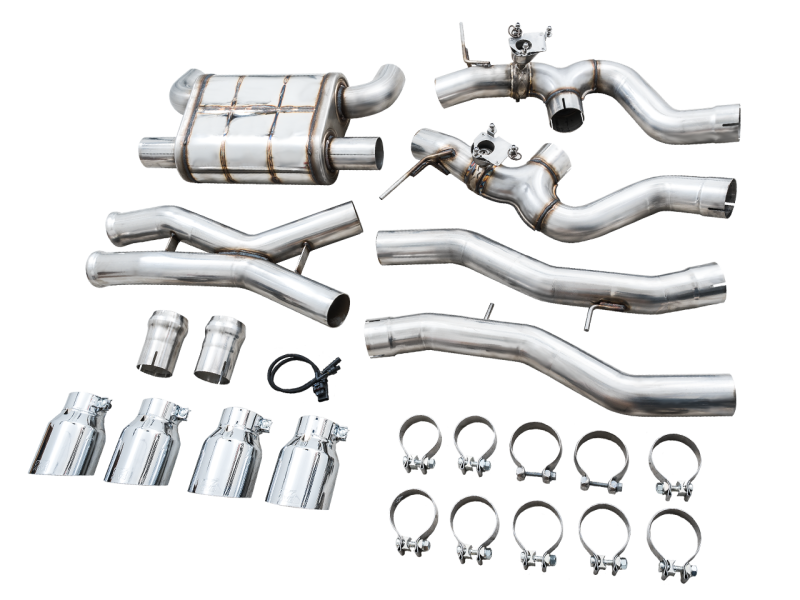 Escape AWE SwitchPath Catback para BMW G8X M3/M4 - Ponteiras cromadas prateadas