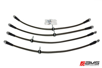 AMS Performance 08-15 Mitsubishi EVO X Linhas de freio de aço inoxidável (4 linhas)