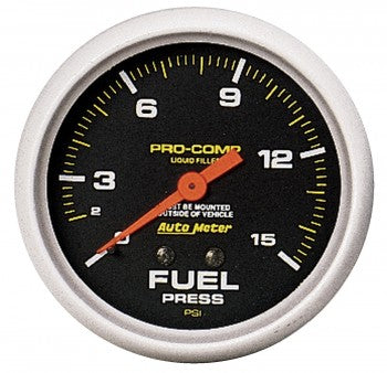 AutoMeter - 2-5/8" FUEL PRESSURE, 0-15 PSI, MECHANICAL, LIQUID FILLED, PRO-COMP (5411)