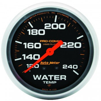AutoMeter - 2-5/8" TEMPERATURA DEL AGUA, 120-240 °F, 6 PIES, MECÁNICO, LLENADO DE LÍQUIDO, PRO-COMP (5432) 