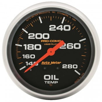 AutoMeter - 2-5/8" OIL TEMPERATURE, 140-280 °F, 6 FT., MECHANICAL, LIQUID FILLED, PRO-COMP (5441)