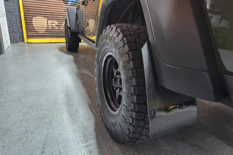 Rally Armor 19-25 Jeep JT Gladiator (Mojave/Rubicon) Black Mud Flap w/Army Green Logo