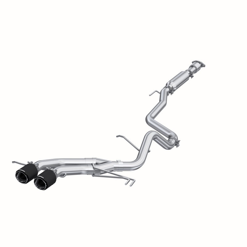 MBRP 13-18 Hyundai Veloster Turbo Dual Exit T409 2 1/2in Cat Back con puntas de fibra de carbono