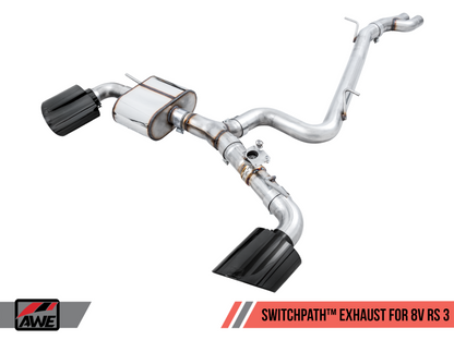 AWE Tuning 17-19 Audi RS3 8V SwitchPath Escape c/Diamond Black RS-Style Tips