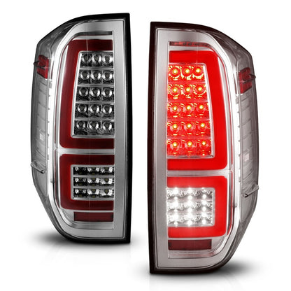 ANZO 2014-2021 Toyota Tundra Lanternas traseiras de LED com carcaça cromada/lente transparente