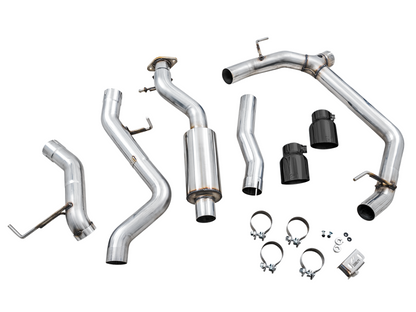 AWE Tuning 2021+ Ford Bronco 0FG Escape de saída traseira dupla com bicos Diamond Black e Bash Guard