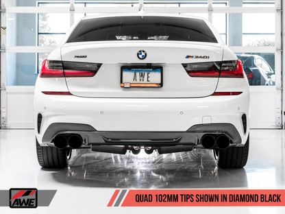 AWE Tuning 2019+ BMW M340i (G20) Non-Resonated Touring Edition Escape - Quad Diamond Black Tips