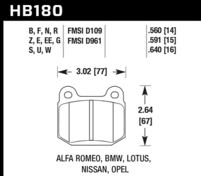 Hawk 1984-1986 Alfa Romeo GTV-6 2.5 HPS 5.0 Front Brake Pads