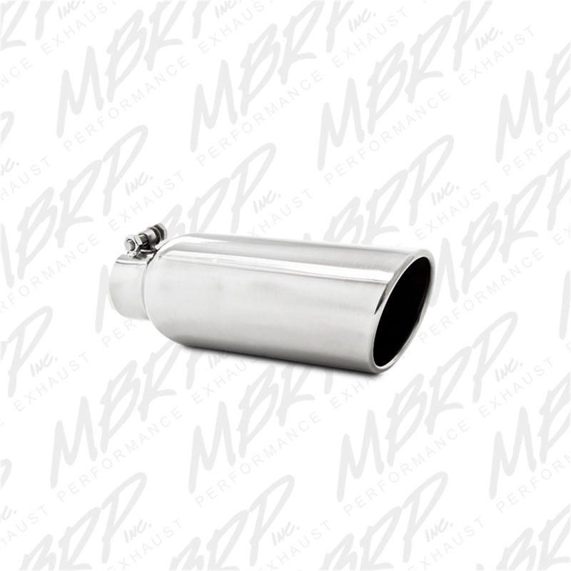MBRP Punta universal 4 pulg. DE 2,5 pulg. Entrada 12 pulg. Longitud Corte en ángulo Extremo enrollado Sin abrazadera Sin soldadura T304