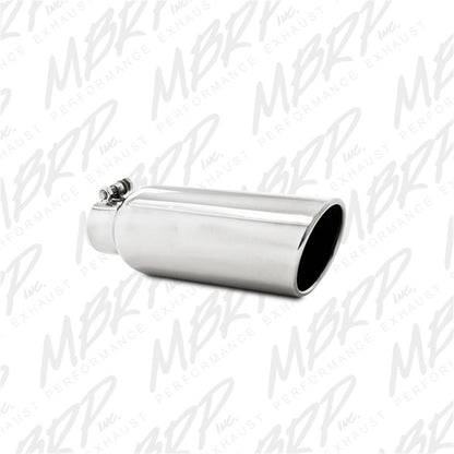 MBRP Punta universal 4 pulg. DE 2,5 pulg. Entrada 12 pulg. Longitud Corte en ángulo Extremo enrollado Sin abrazadera Sin soldadura T304