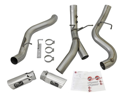 Escapamento aFe Large Bore-HD 4in 409-SS DPF-Back com pontas polidas duplas 2017 GM Duramax V8-6.6L (td) L5P