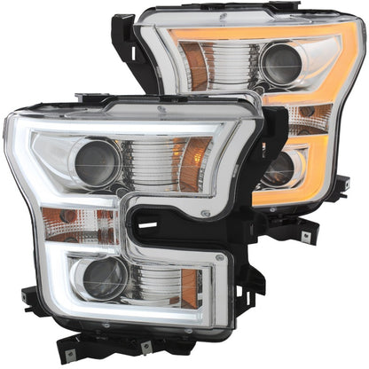 ANZO 2015-2017 Ford F-150 Projetor Faróis c/ Plank Style Switchback Cromado c/ Âmbar