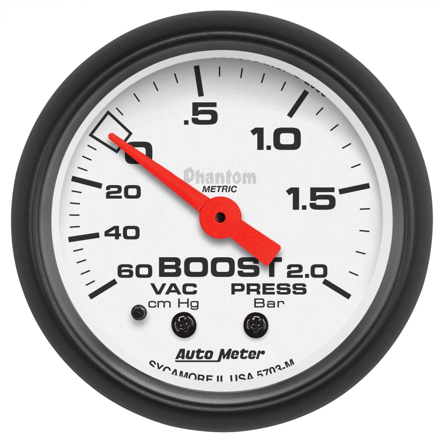 AutoMeter - 2-1/16" BOOST/VACUUM, 60 CM/HG-2,0 BAR, MECÂNICO, FANTASMA (5703-M)