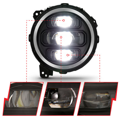 Projetor Full Led ANZO 2018-2019 Jeep Wrangler H.L Preto