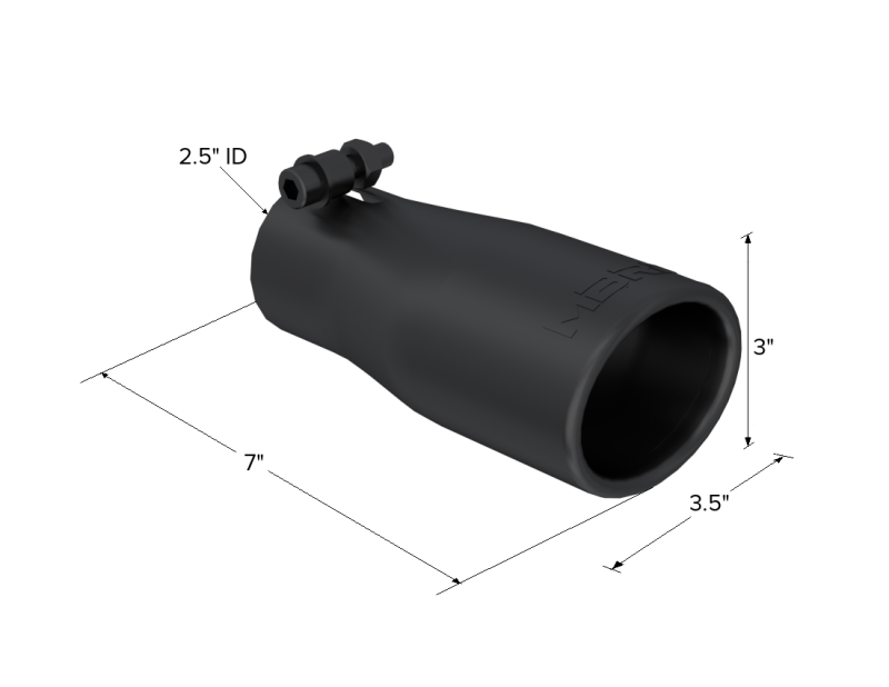 MBRP Punta universal 2.5 OD Extremo ovalado 3.75 Entrada 10 pulgadas de longitud - Acabado negro