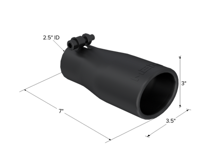 MBRP Punta universal 2.5 OD Extremo ovalado 3.75 Entrada 10 pulgadas de longitud - Acabado negro