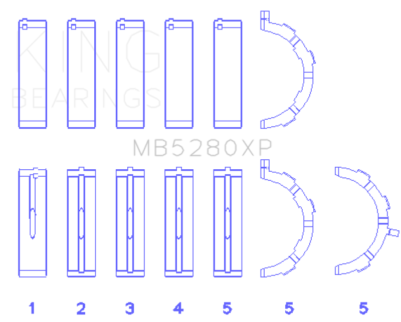 King Engine Bearings Ford Prod. V8 4.6L/5.4L (Size STDX) Performance Main Bearing Set