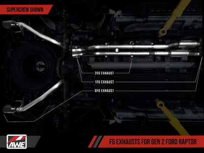 Kit de conversão de tubo de escape AWE Tuning 2017+ Ford Raptor com ponteiras pretas diamante