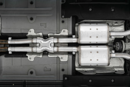 MBRP 2015+ Dodge Challenger 3.6L SS 2.5in Quad Tip Dividido Saída Traseira com Pontas de Fibra de Carbono - T304