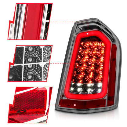 ANZO 11-14 Chrysler 300 LED Luces traseras cromadas con secuencial