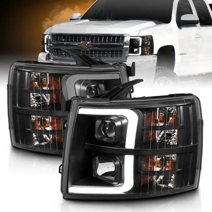 ANZO 07-13 Chevrolet Silverado 3500 Faróis Projetores - Preto Âmbar