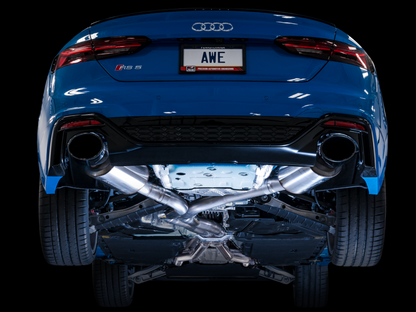 AWE Tuning Audi B9.5 RS5 Sportback Non-Resonated Touring Edition Escape - RS-Style Diamond Blk Tips